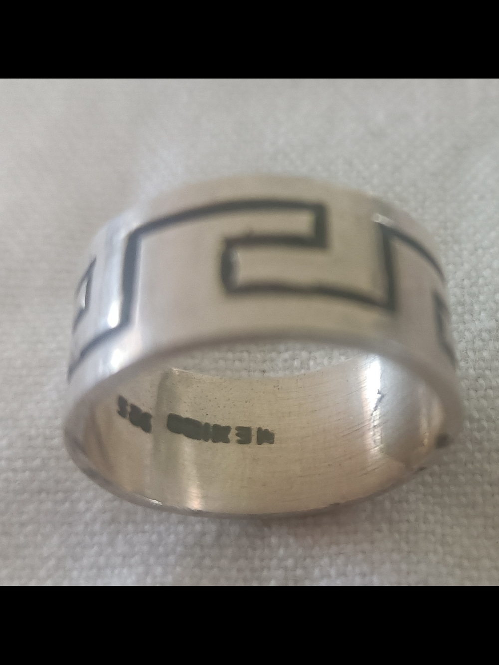 Sterling Silver Greek Key Men's Band - Silver